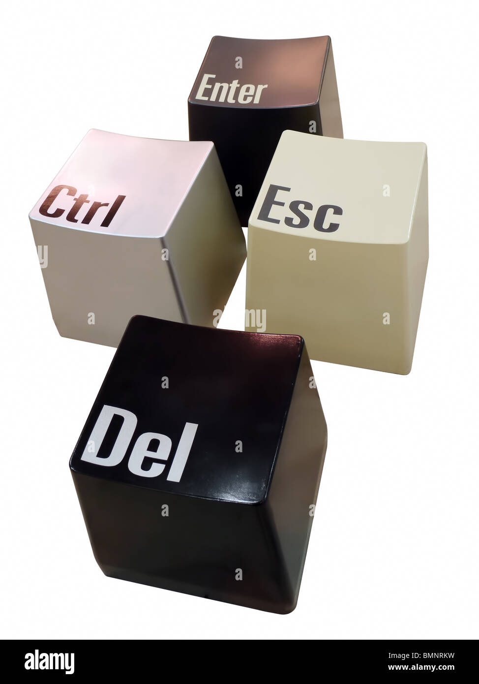 Ctrl, Del, Esc and Enter keyboard keys isolated on white Stock Photo