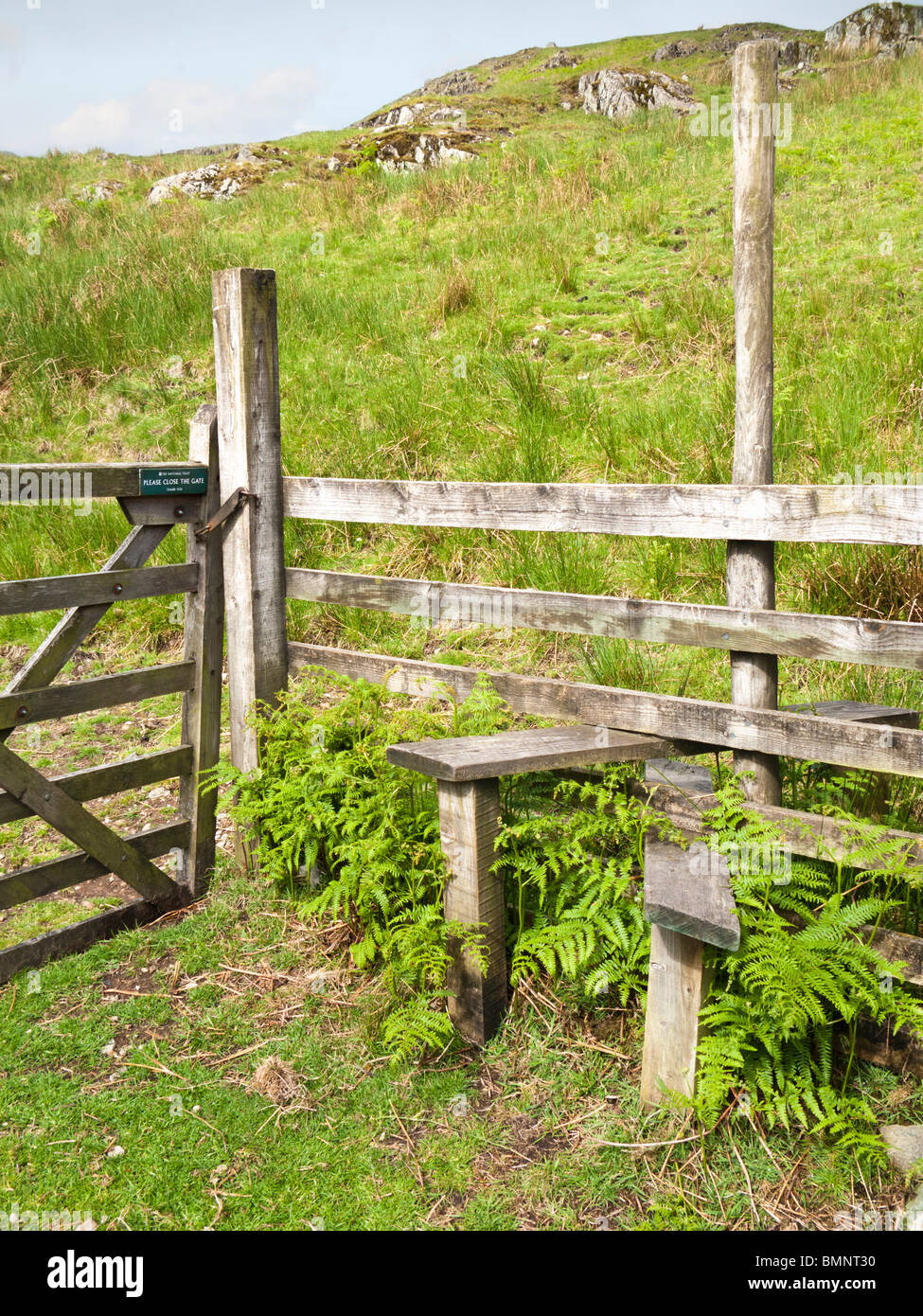Stile and gate in The Lake District England UK Stock Photo