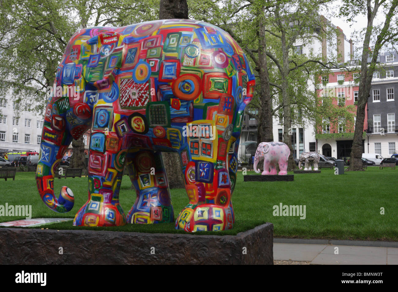 One of (26) images related to Elephant Parade in 2010. The images reveal close-ups also of the artwork upon the elephants in some detail.  Enjoy. Stock Photo