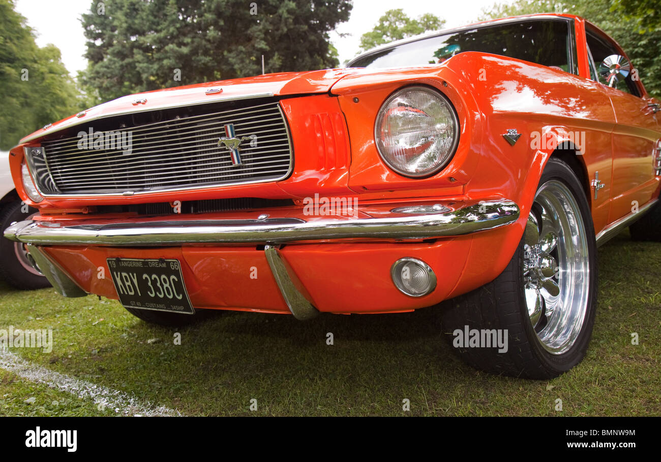 Orange Ford Mustang classic car Stock Photo