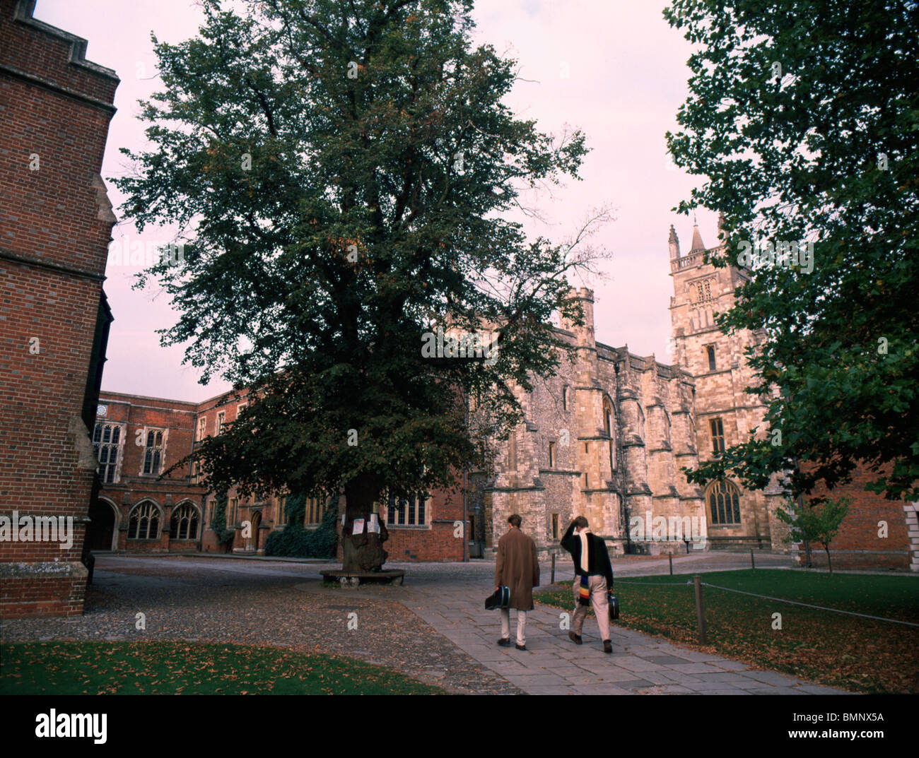 Winchester College flint court and chapel, 1980's Stock Photo Alamy