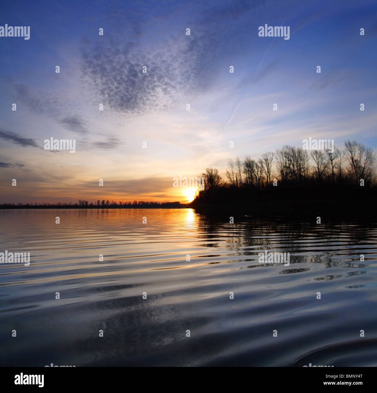 Water Ripples Night river landscape with sunset against ripple water Stock Photo - Alamy