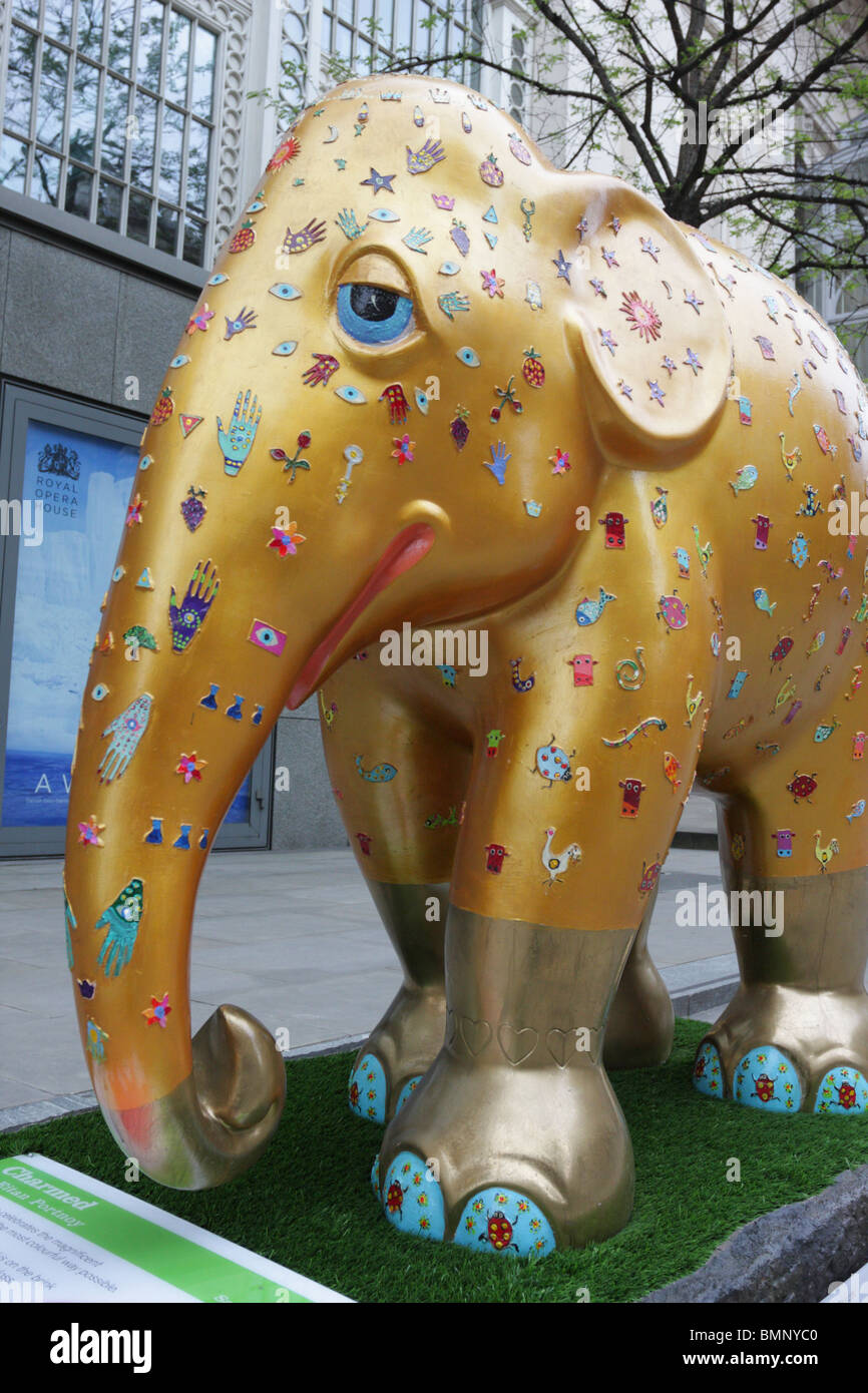 One of (26) images related to Elephant Parade in 2010. The images reveal close-ups also of the artwork upon the elephants in some detail.  Enjoy. Stock Photo