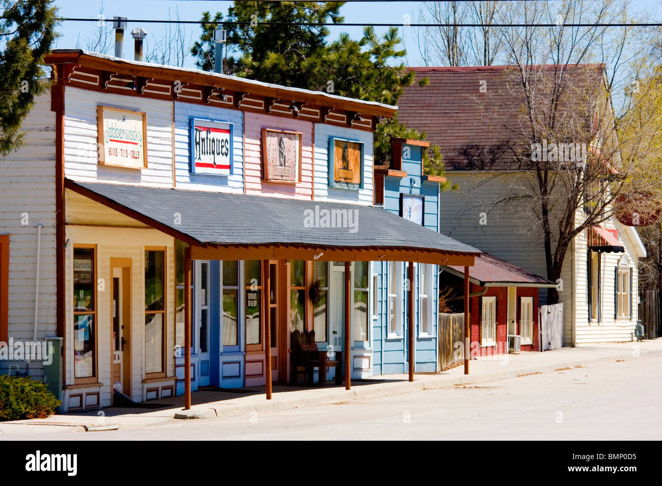 Downtown buildings of historic Elizabeth Colorado Stock Photo