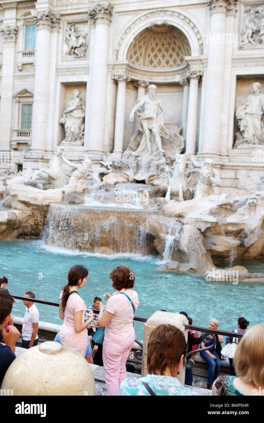 Street scene in front of Trevi Fountain Rome Italy Europe Stock Photo