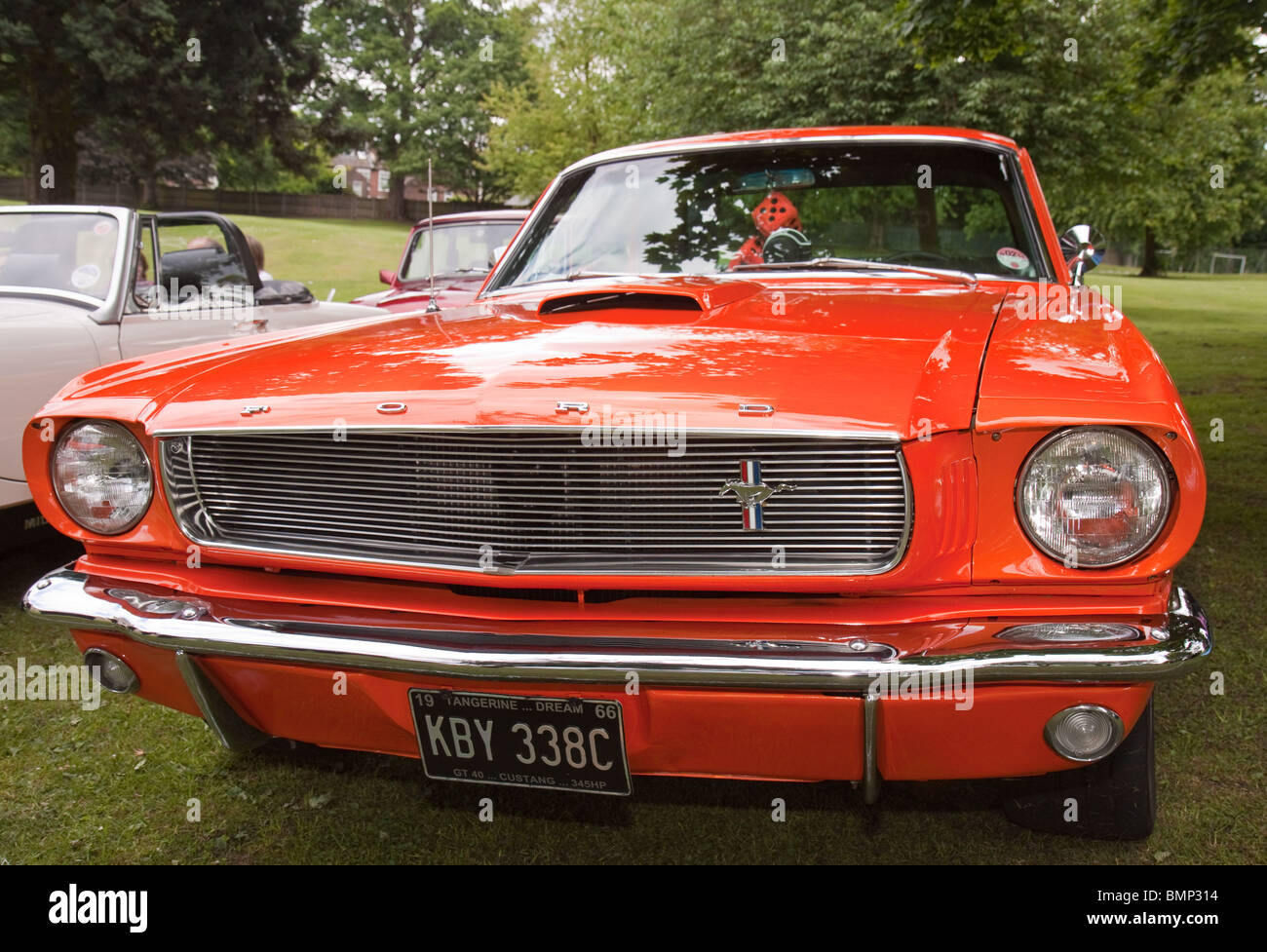 Orange Ford Mustang classic car Stock Photo