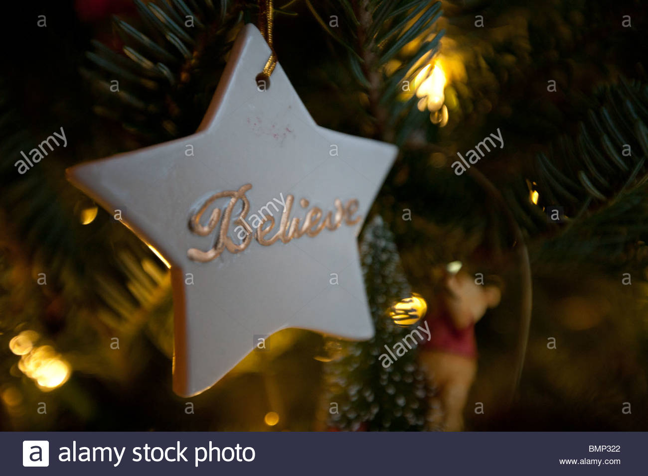 Five Pointed Star A Ceramic Christmas Tree Ornament Hanging On