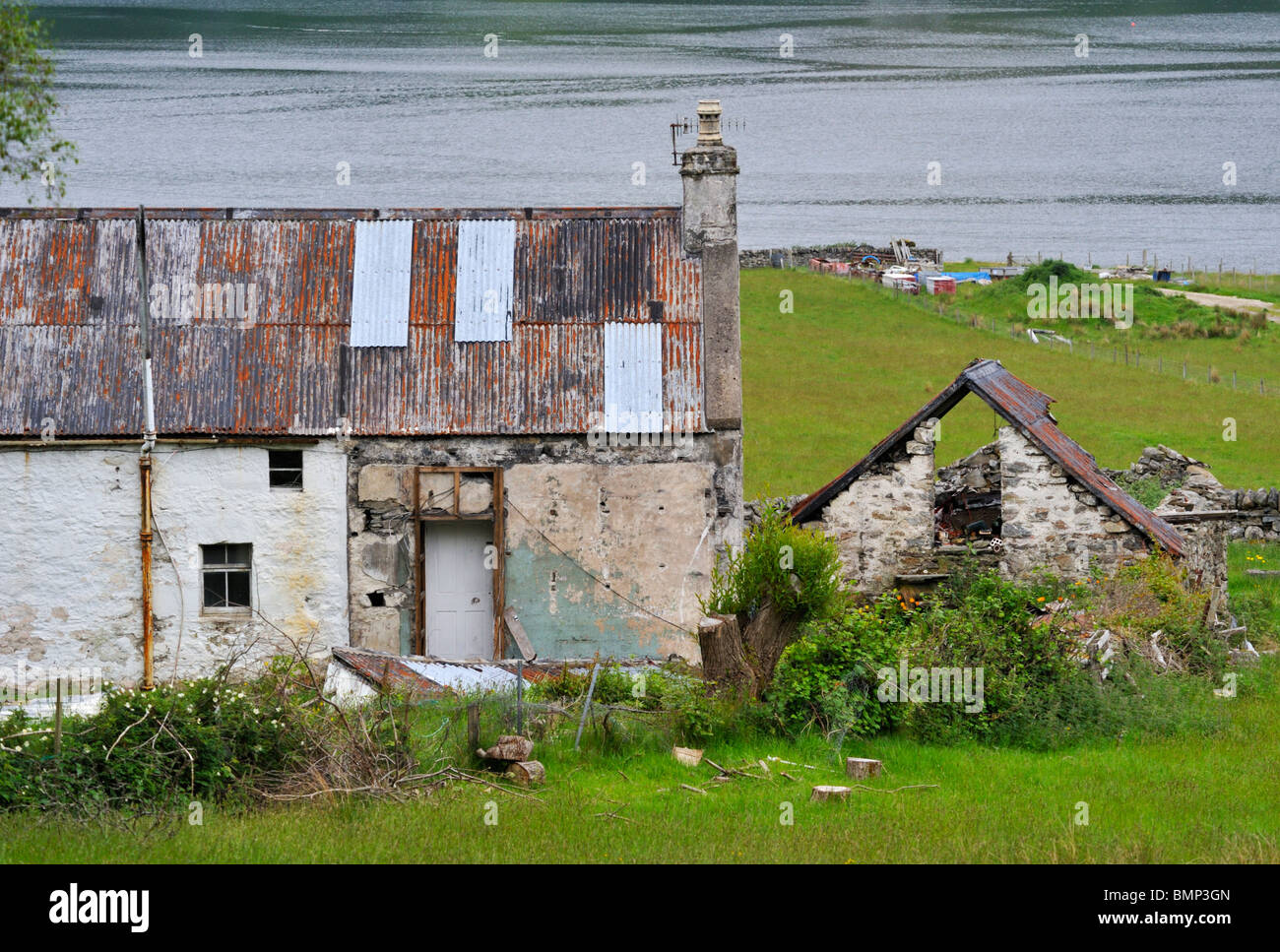 Ruined cottage. Ardcharnich, Loch Broom, Coigach, Ross and Cromarty, Scotland, United Kingdom, Europe. Stock Photo