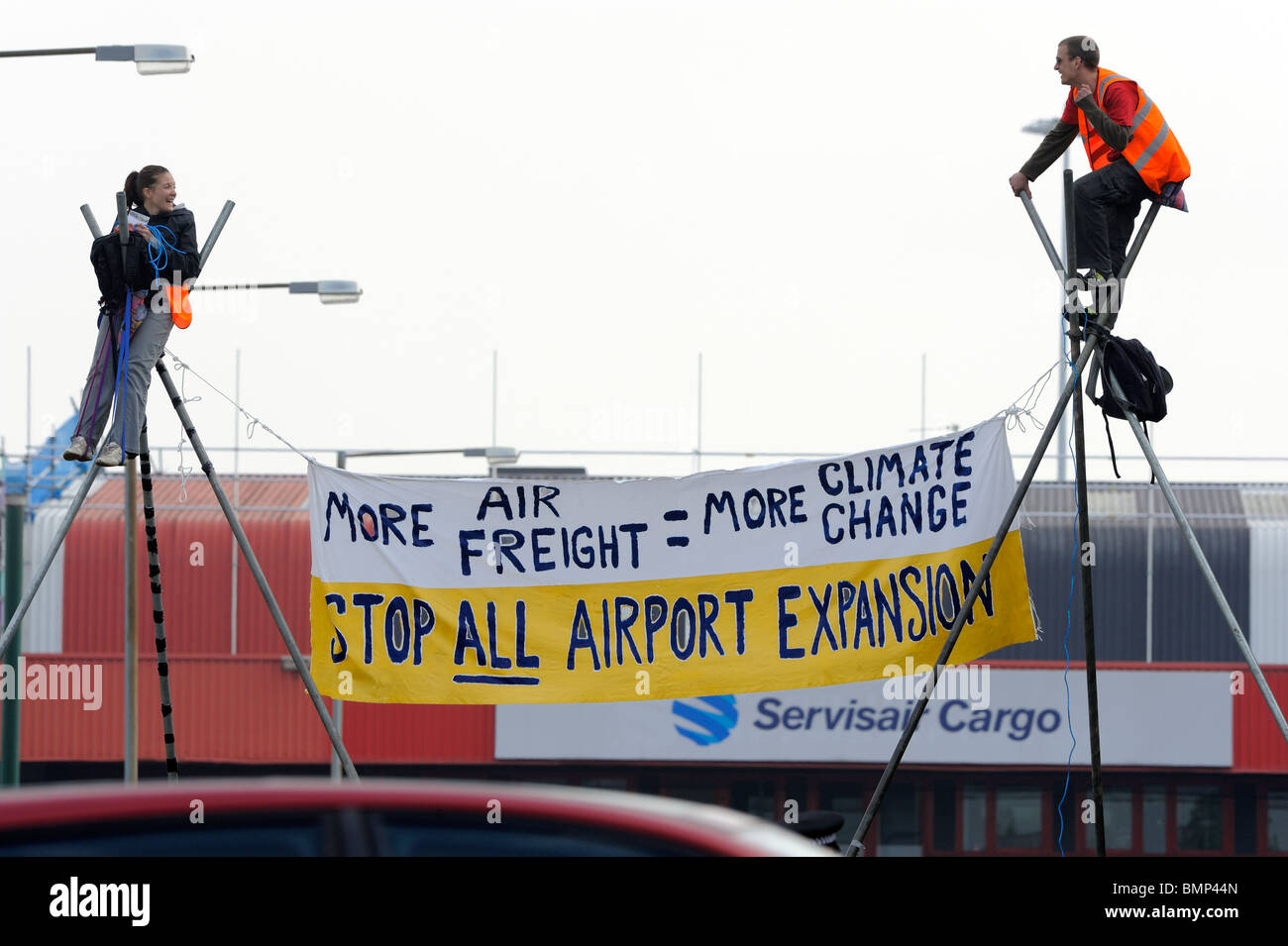 Protesters blockade Manchester Airport Freight Terminal Manchester UK