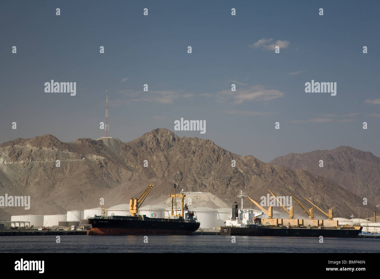 Fujairah Port UAE oil tankers uae middle east Stock Photo