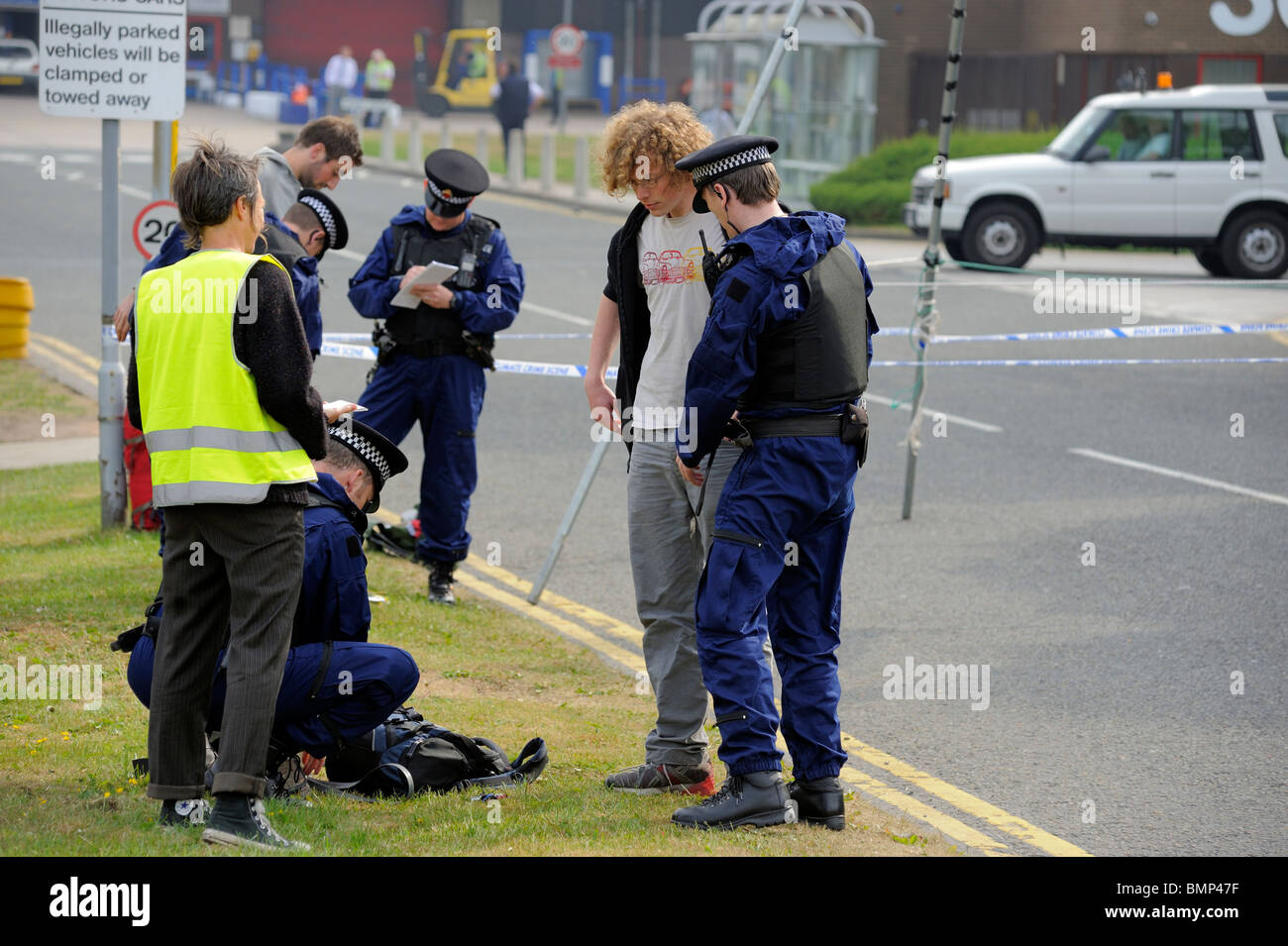 Protesters blockade Manchester Airport Freight Terminal Manchester UK