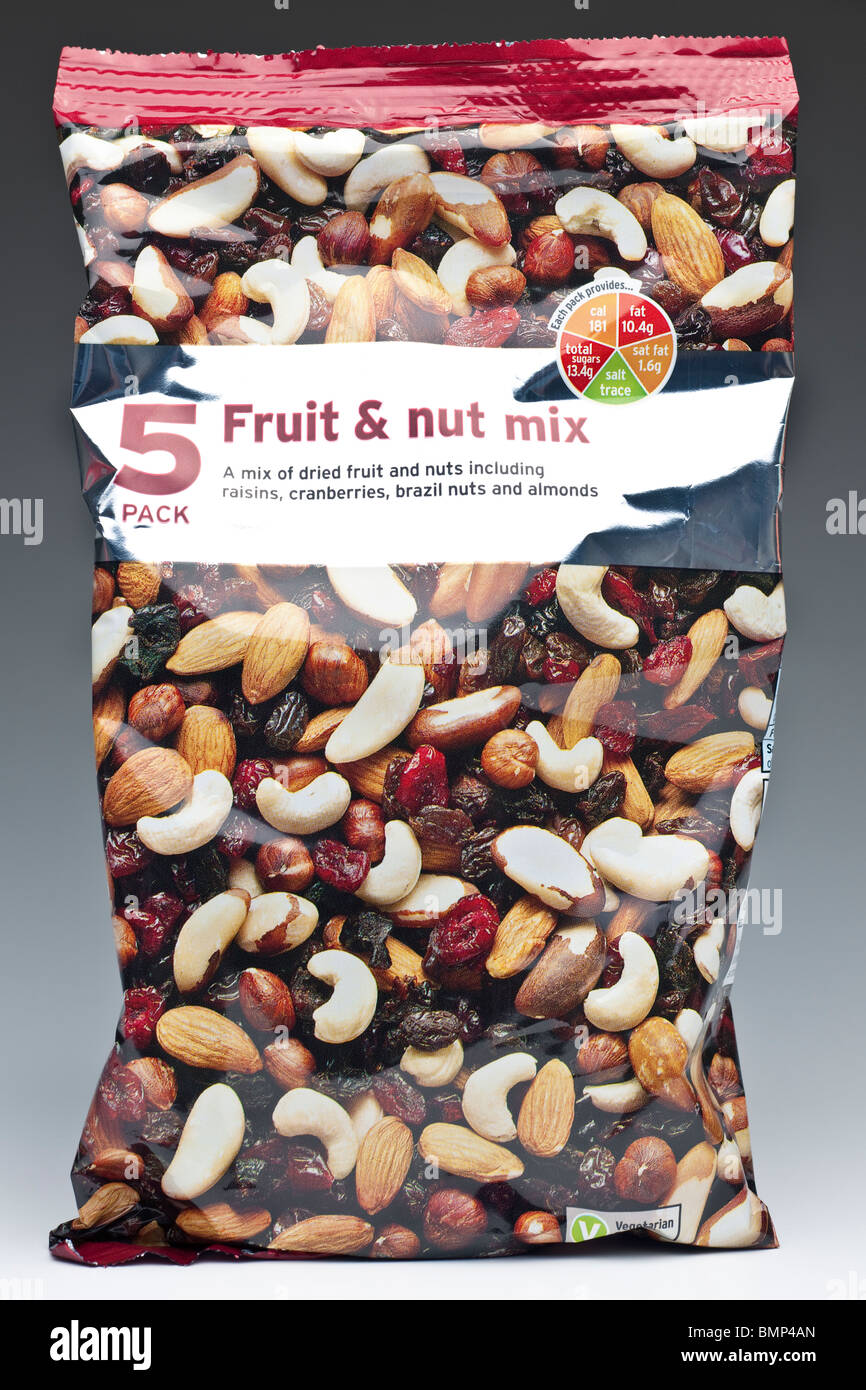 Bag of mixed fruit and nuts Stock Photo Alamy