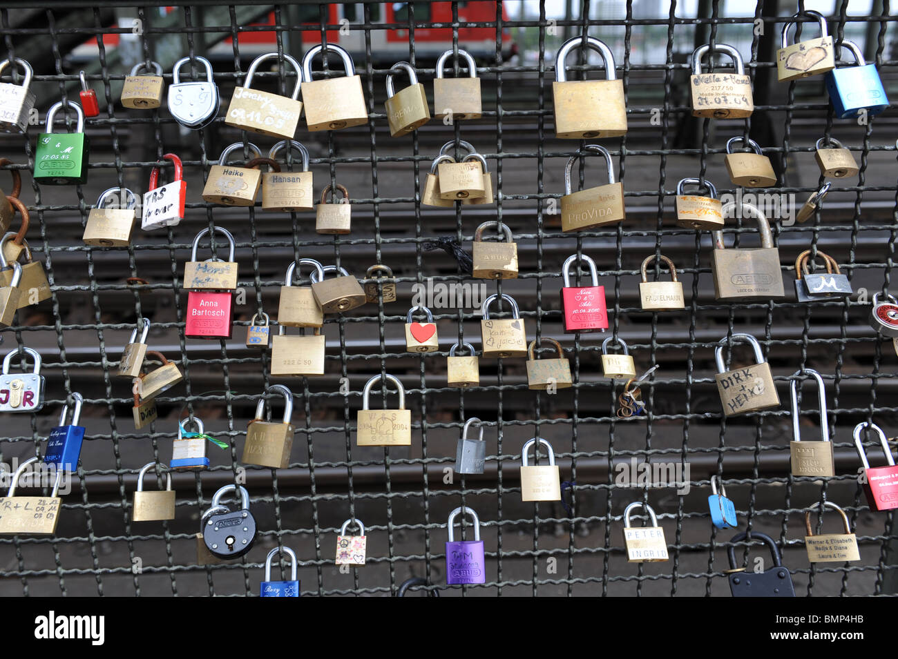 Love locks on the Hohenzollern Bridge in Cologne, Germany Koln Deutschland Europe Stock Photo