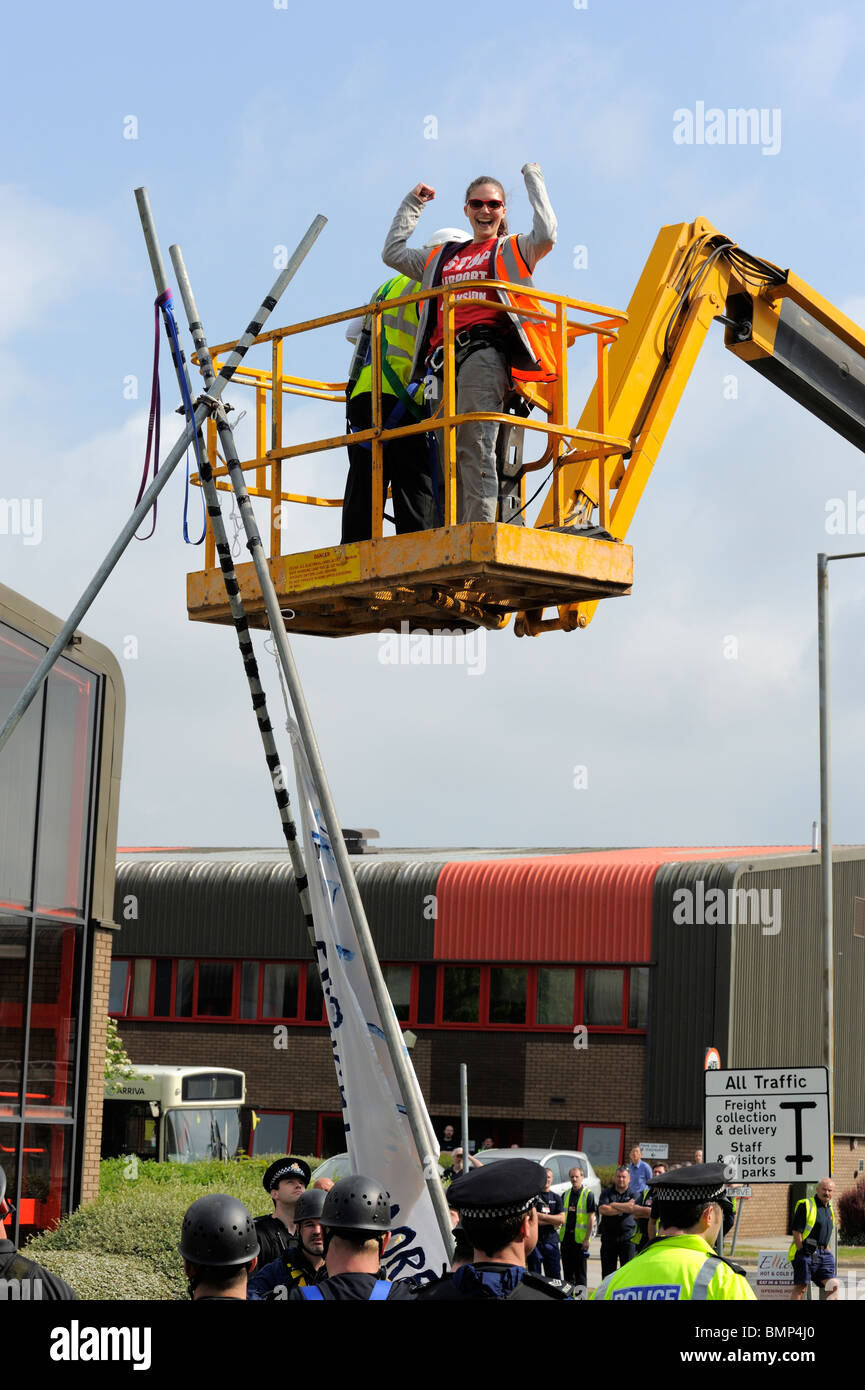 Protesters blockade Manchester Airport Freight Terminal Manchester UK