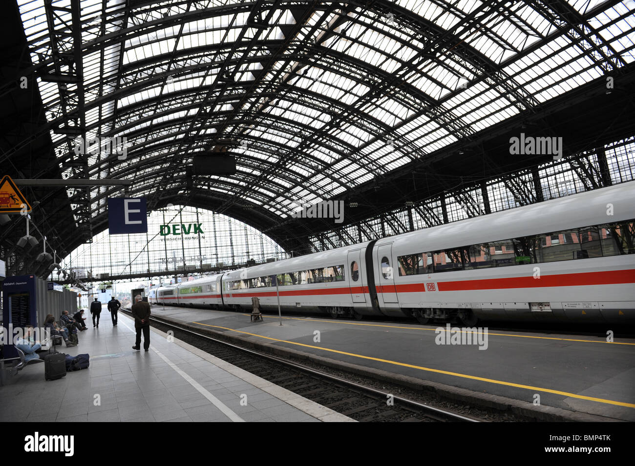 Cologne Koln railway station Germany Deutschland Europe with Deutsche Bahn DB ICE train Stock Photo