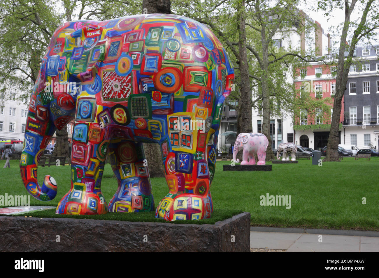 One of (26) images related to Elephant Parade in 2010. The images reveal close-ups also of the artwork upon the elephants in some detail.  Enjoy. Stock Photo