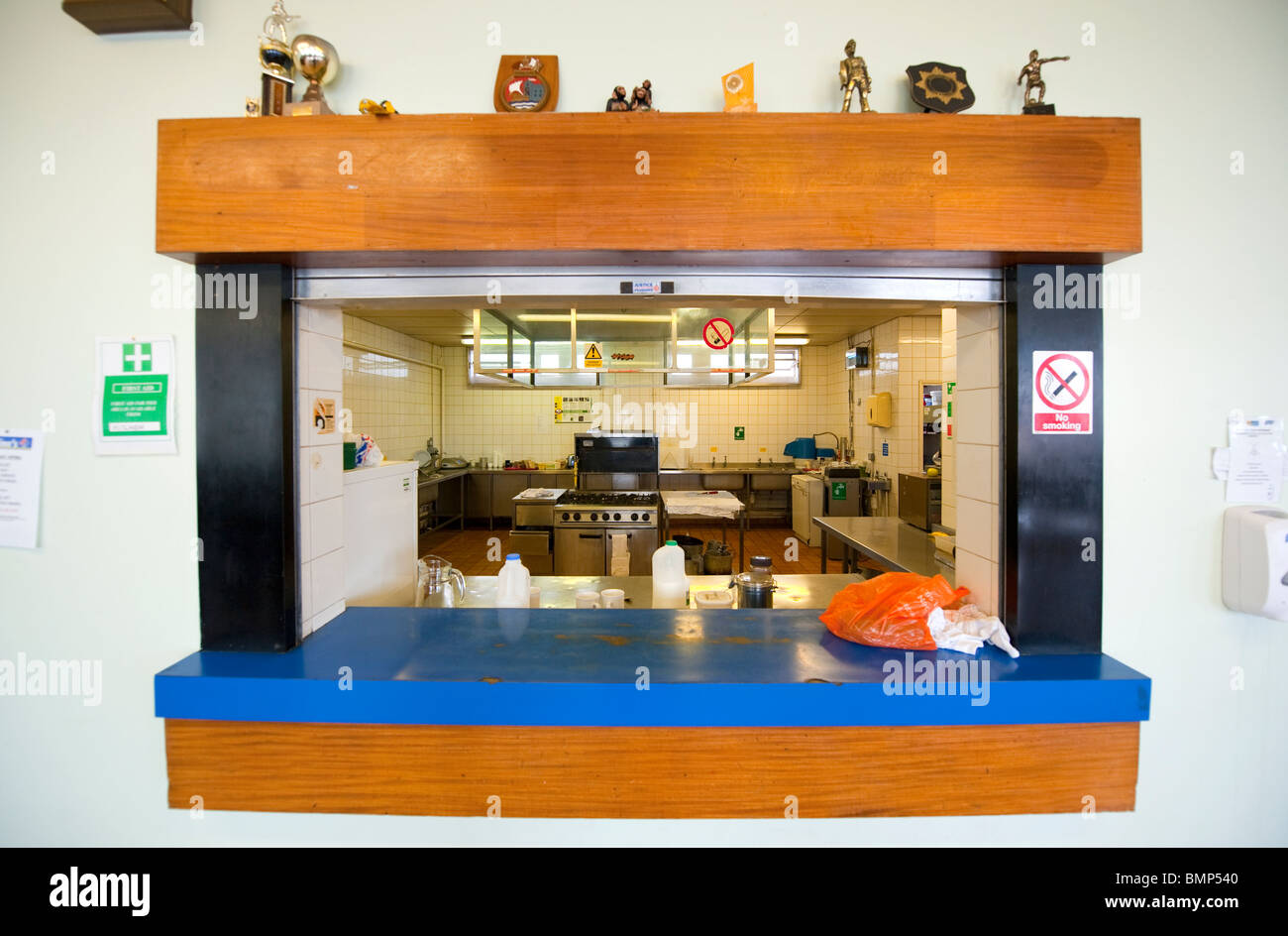 Fire Station Mess Room Kitchen Serving Hatch Stock Photo Alamy