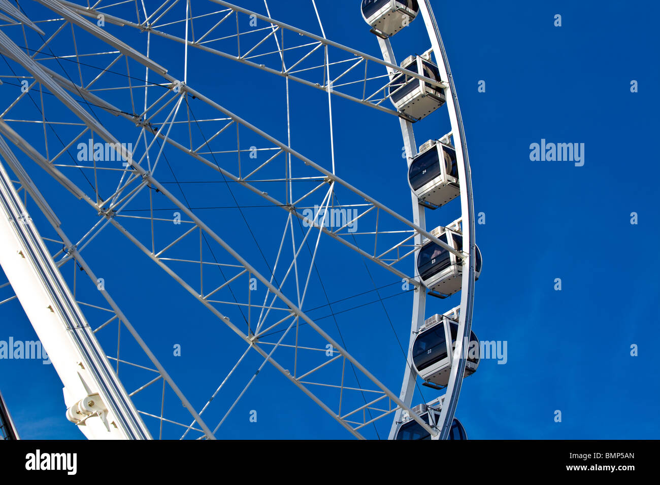 big ferris wheel on blue sky background. horizontal shot Stock Photo