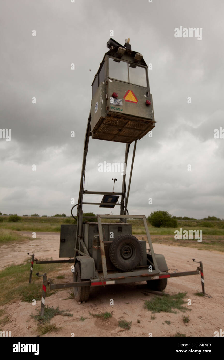 U.S. Border Patrol mobile observation tower at the United States and