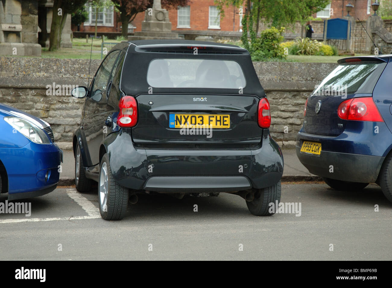 Smart car parked sideways, Oakham, Rutland, England, UK Stock Photo Alamy