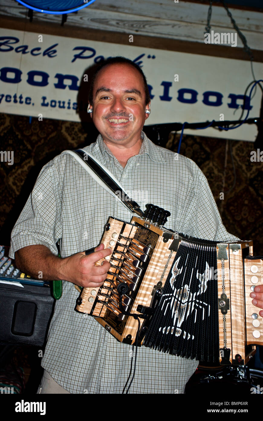 Accordion player in Michael Doucet's Cajun music band Beausoleil Back