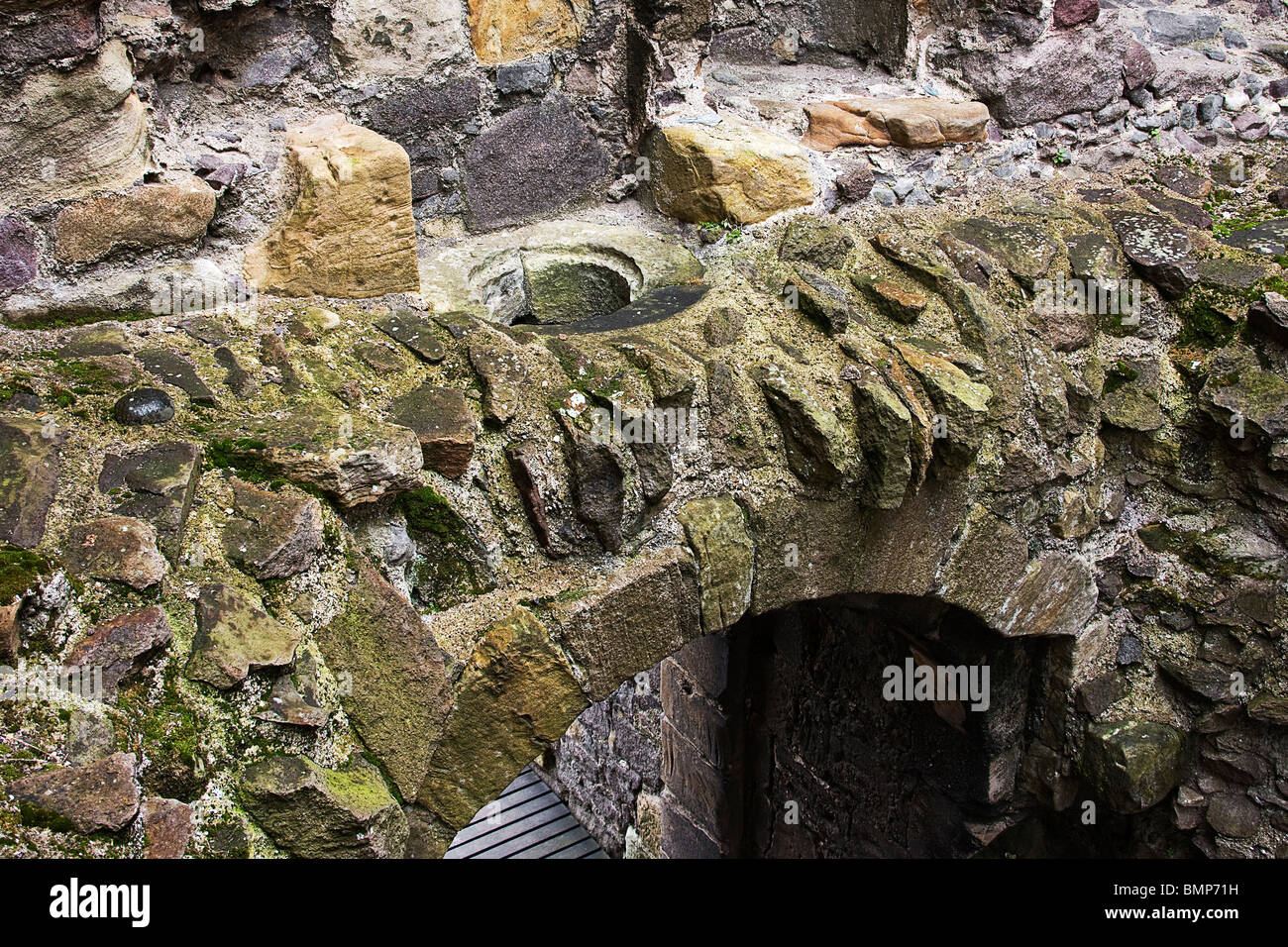 Murder hole. Dirleton Castle east Lothian. Scotland. Stock Photo