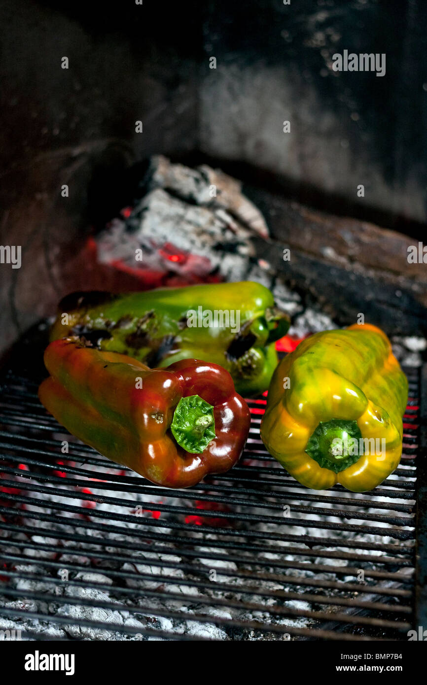 Cooking Grilled Peppers Stock Photo Alamy
