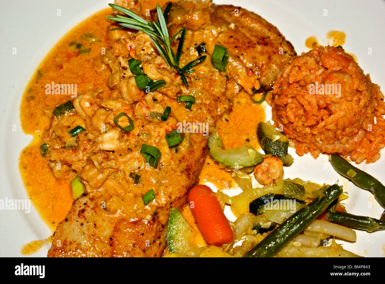 Grouper Fish Rice Crawfish etoufee over grouper fish diced green onion mixed steamed ...