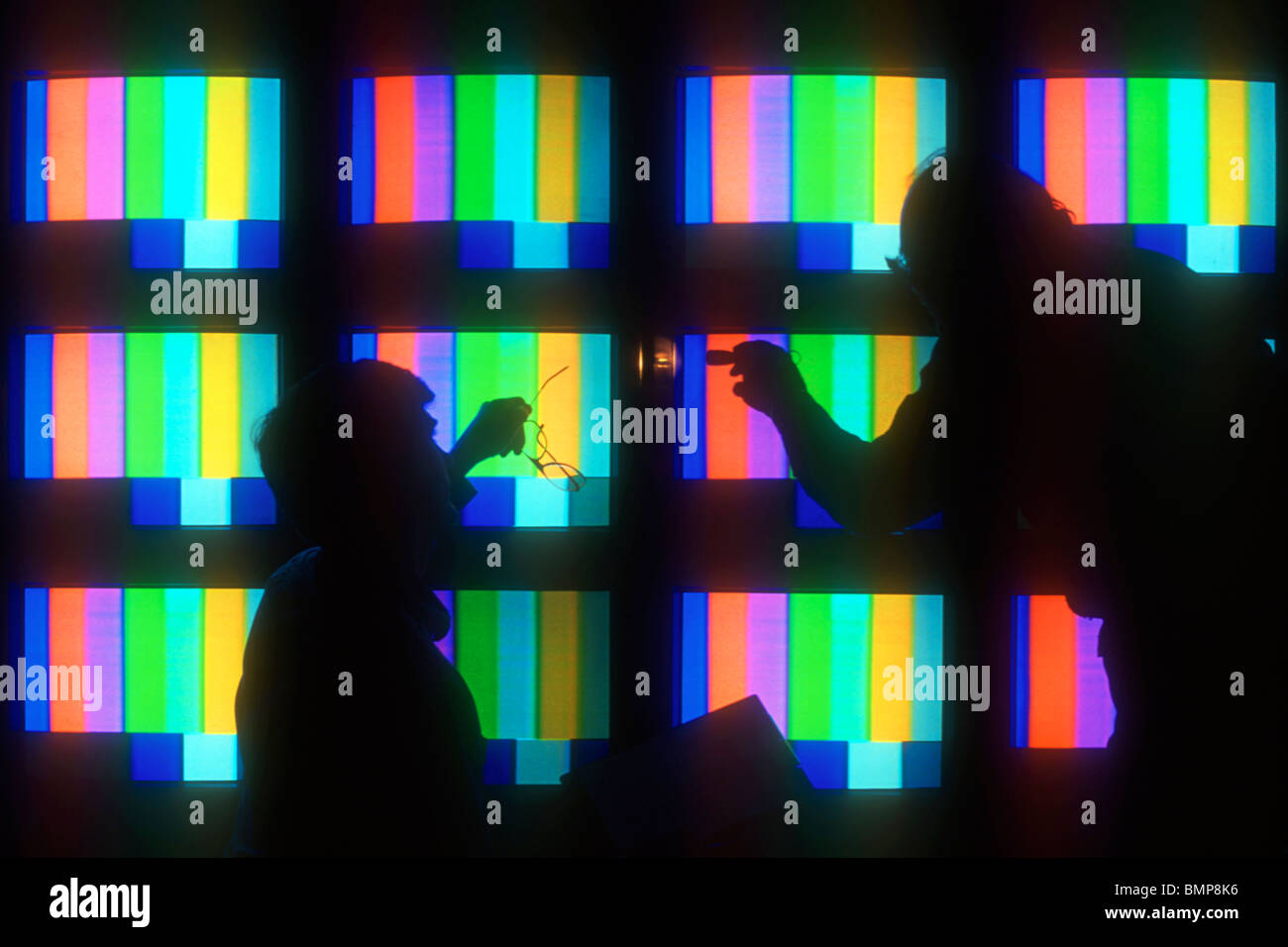 Communication Inspector video broadcast technicians communications inspection Stock Photo - Alamy