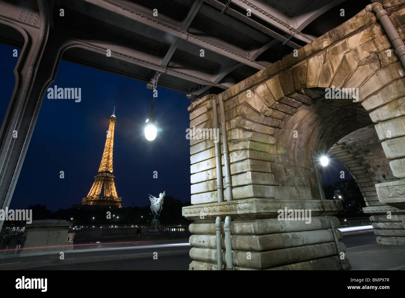 The Eiffel Tower from the Pont de Bir Hakeim, Paris Stock Photo