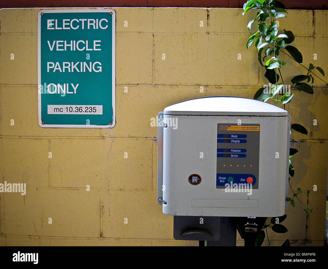 Charging station signs and equipment for electric vehicles, municipal