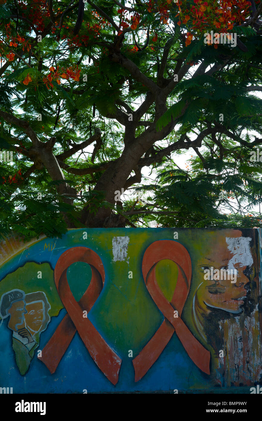 AIDS prevention campaign on mural paintings in Maputo, Mozambique ...