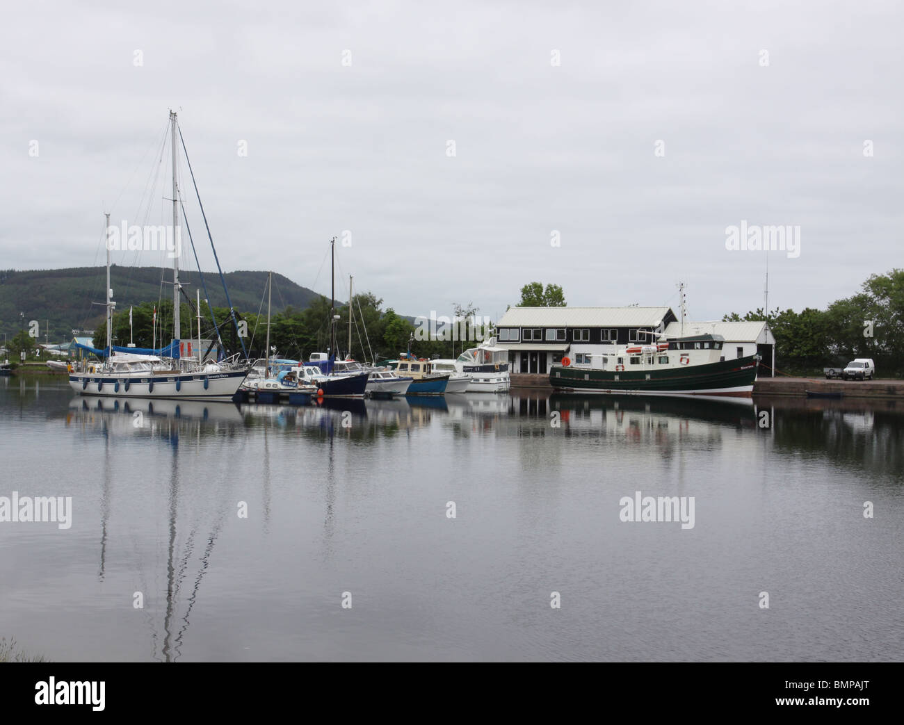 yachts on Caledonian Canal Inverness Scotland  June 2010 Stock Photo