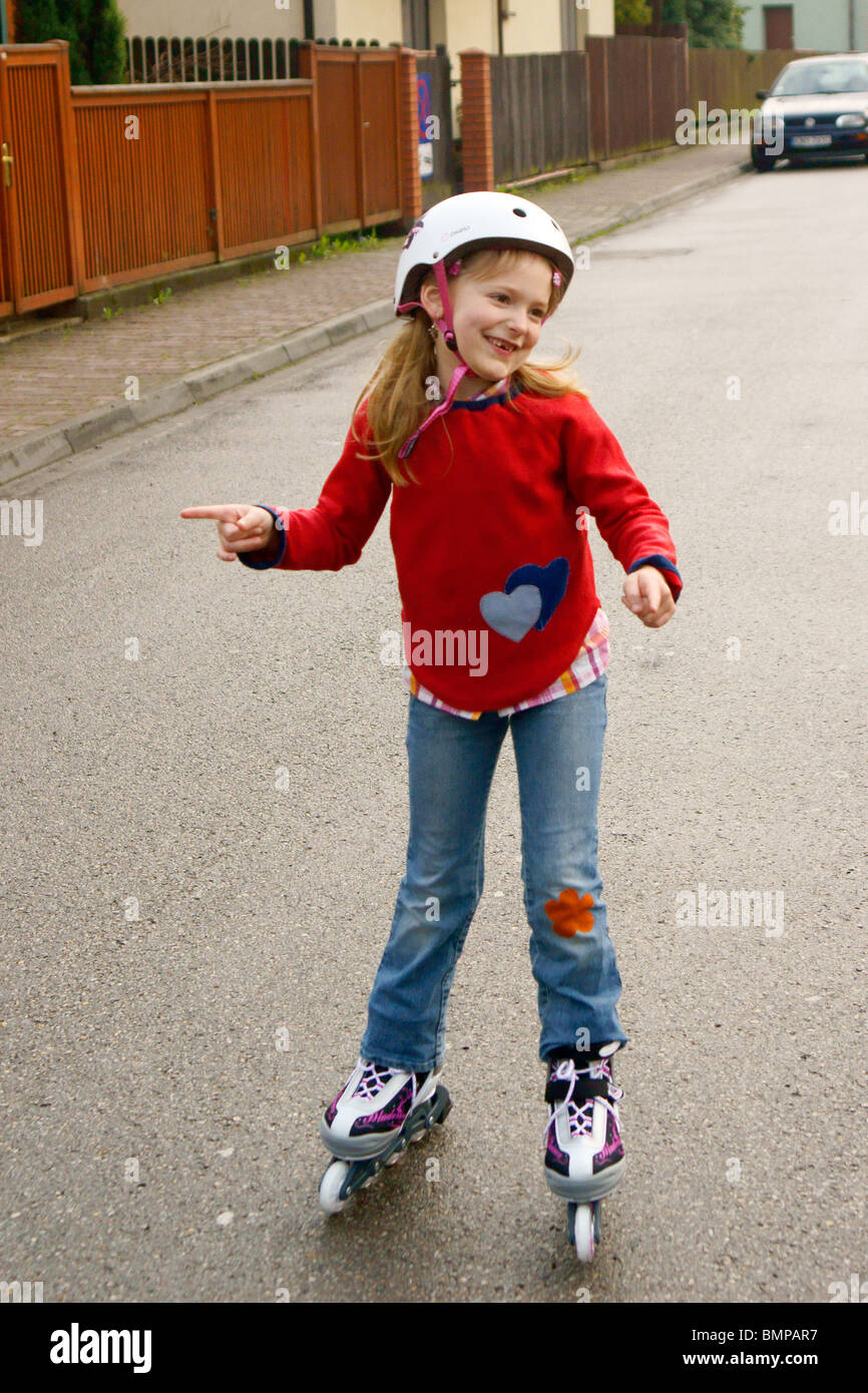 Girl on rollerblades Stock Photo Alamy