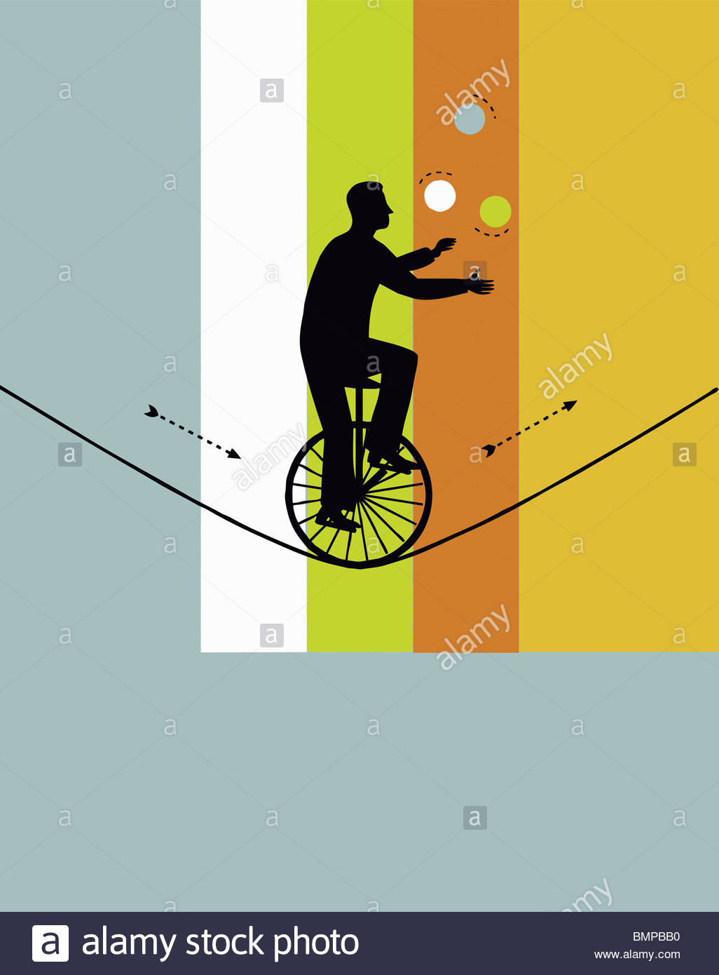 Man on unicycle juggling on tightrope Stock Photo 29995364 Alamy