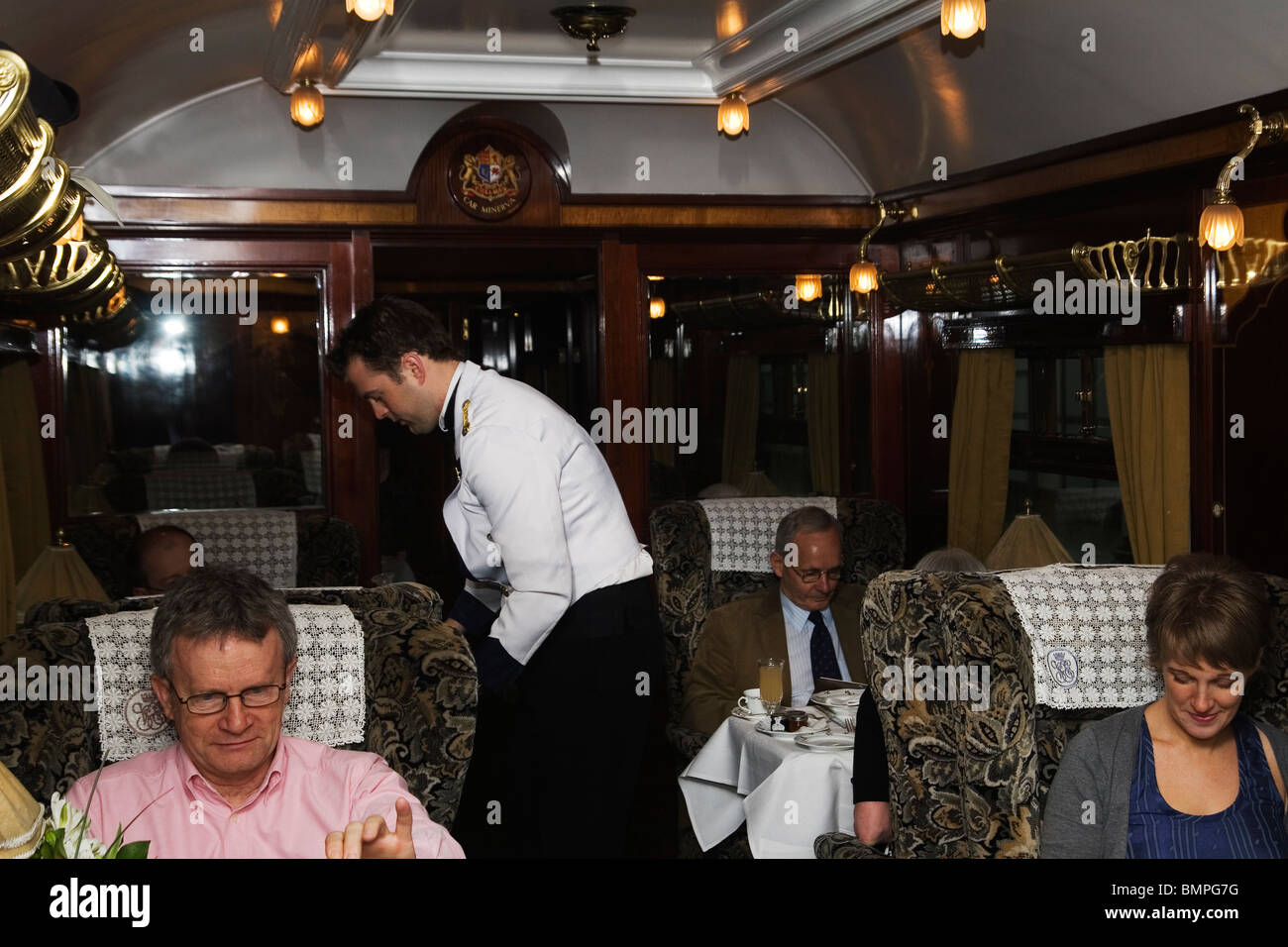 Dining car on the Orient Express Stock Photo