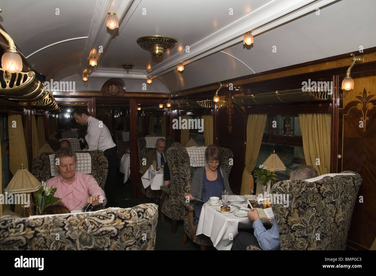 Dining car on the Orient Express Stock Photo