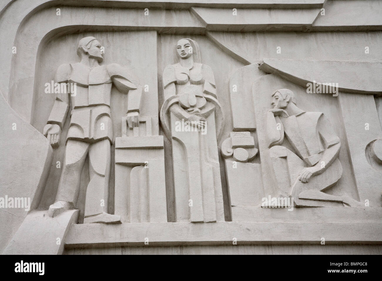 Decorative relief sculpture on the side of the airport at Bishkek, Kyrgyzstan, Middle East. Stock Photo
