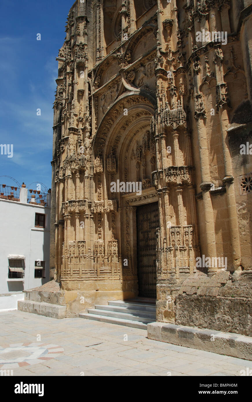 Entrance door, St. Peters Church (Iglesia de San Pedro), Arcos de la Frontera, Cadiz Province, Andalucia, Spain, Western Europe. Stock Photo