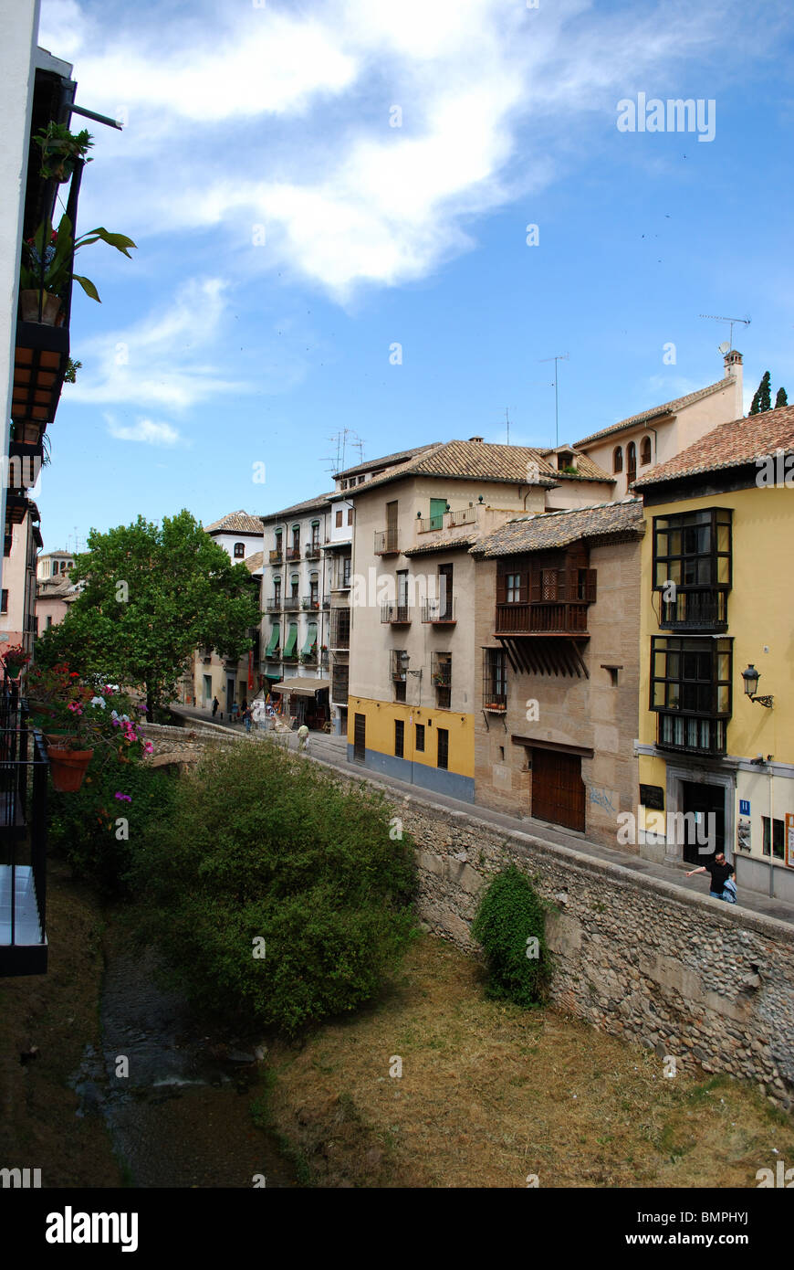Carrera del Darro and River Darro, Albaicin District, Granada, Granada Province, Andalucia, Spain, Western Europe. Stock Photo