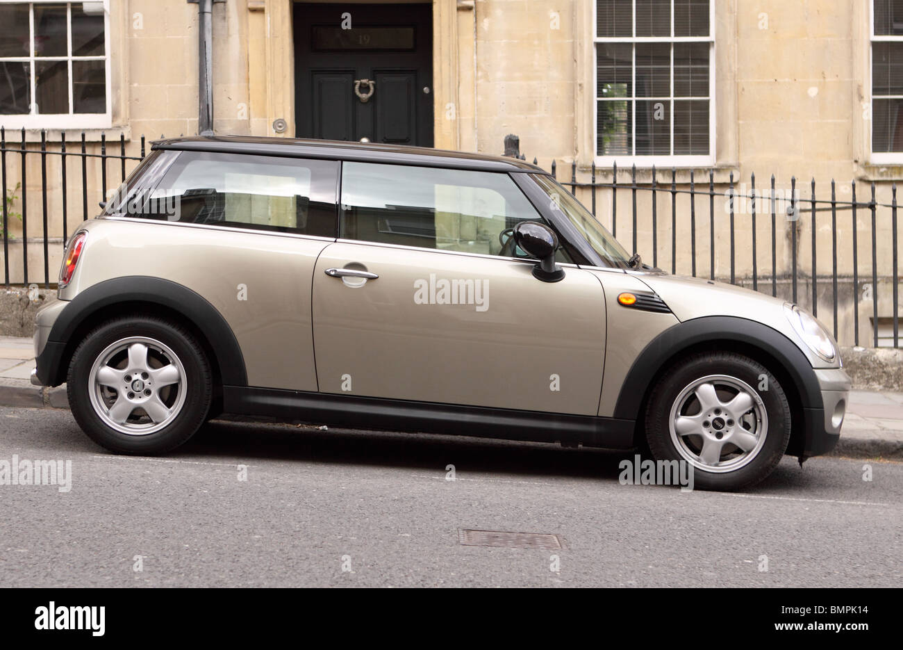 BMW Mini One car parked on a hill in Bath England Stock Photo
