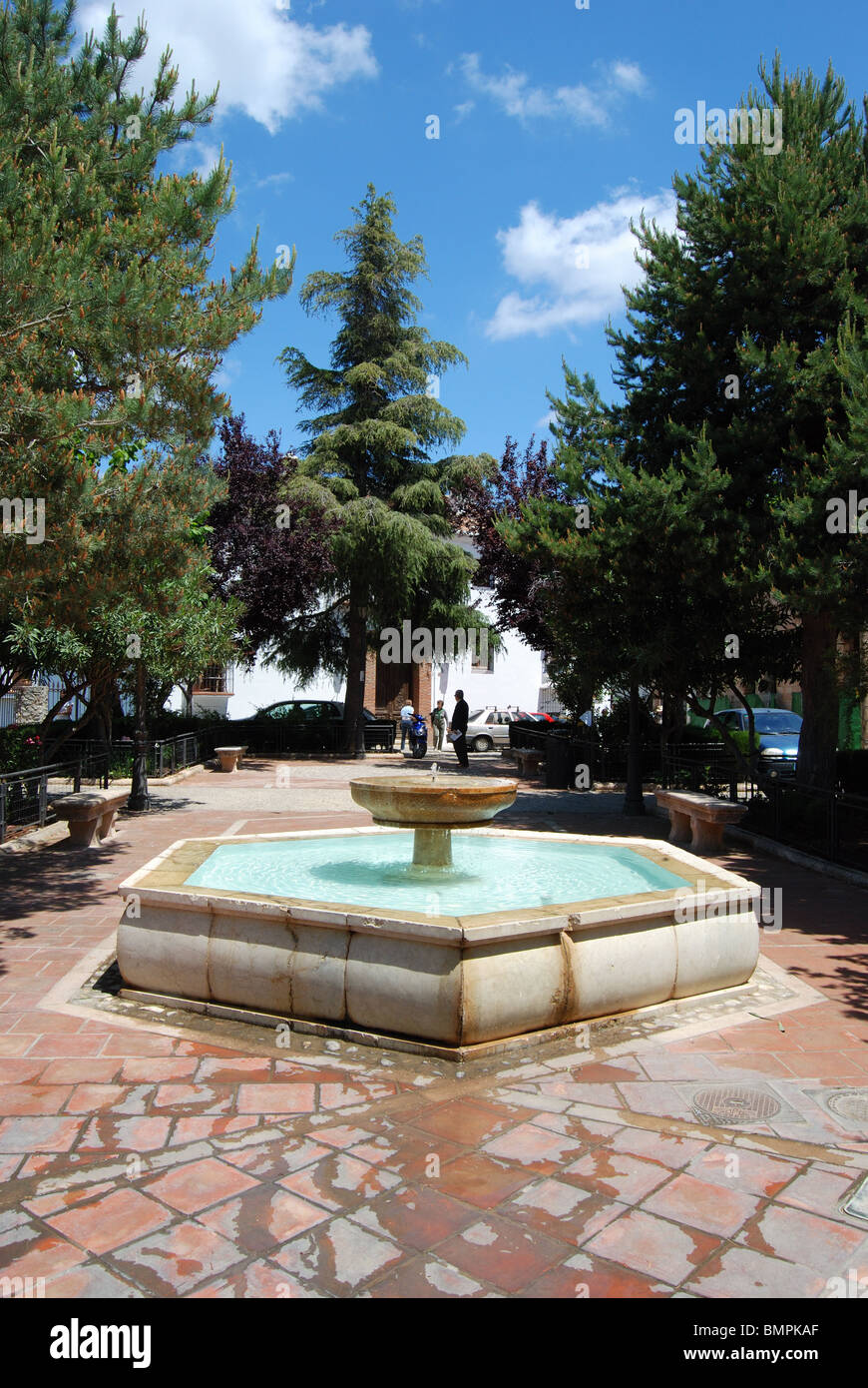 Fountain in Plaza Maria Auxiliadora, Ronda, Malaga Province, Andalucia, Spain, Western Euorpe. Stock Photo