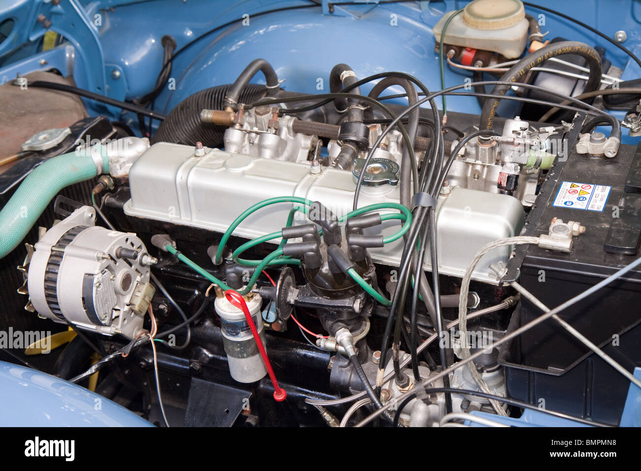 Triumph TR6 six cylinder fuel injected engine Stock Photo