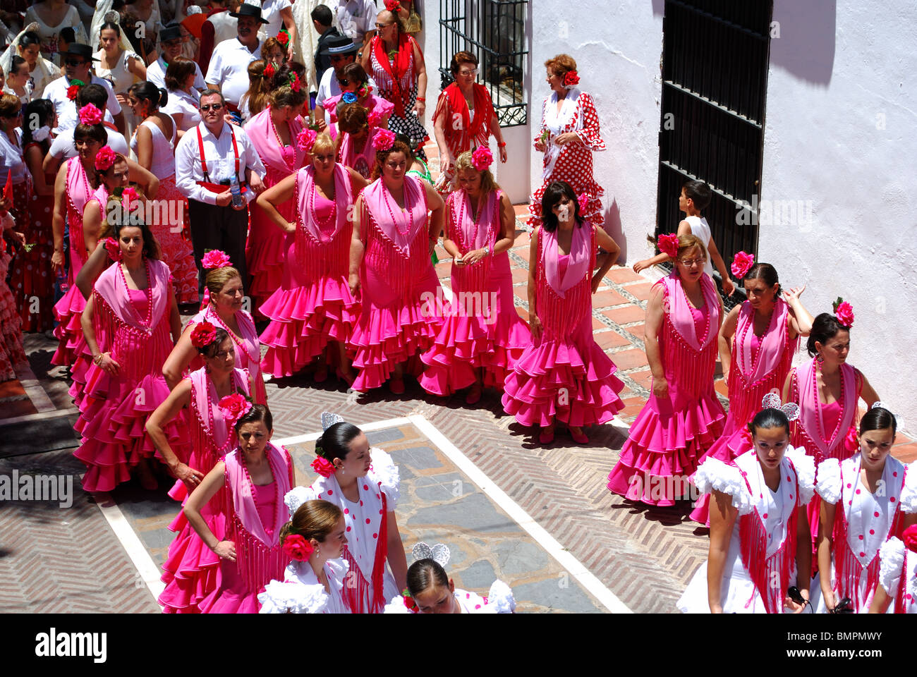 Flamenco dancers, Romeria San Bernabe, Religious Festival, Marbella, Costa del Sol, Malaga