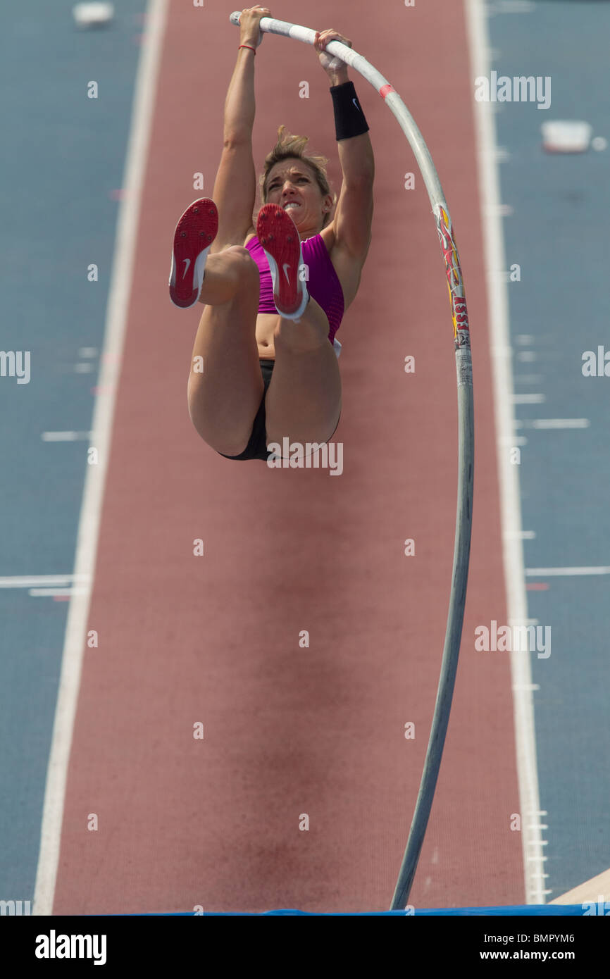 Chelsea Johnson (USA) competing in the Women's pole vault at the New York Grand Prix, IAAF