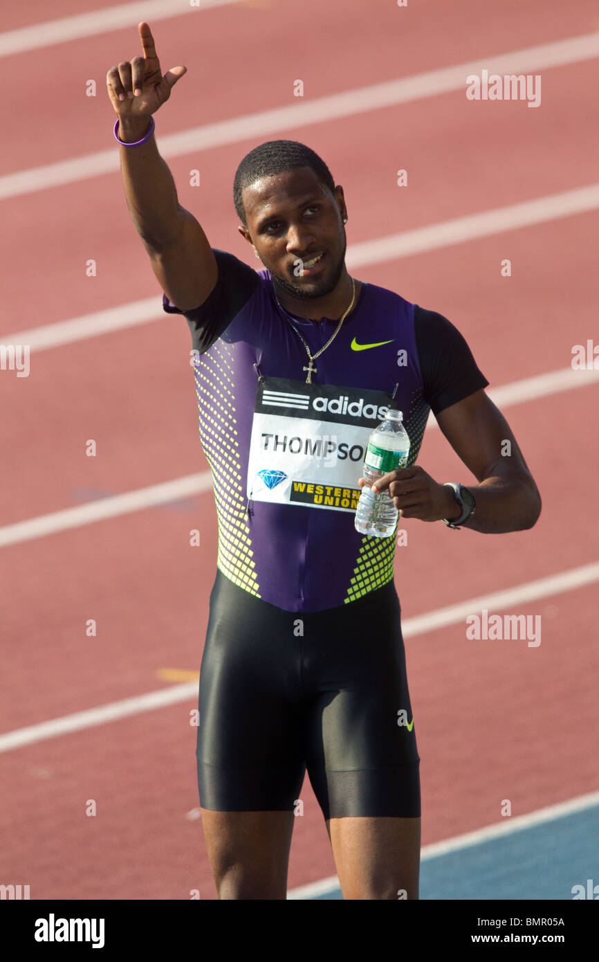 Richard Thompson (TRI) winner of the Men's 100 meters at the New York Grand Prix, IAAF Diamond League Stock Photo