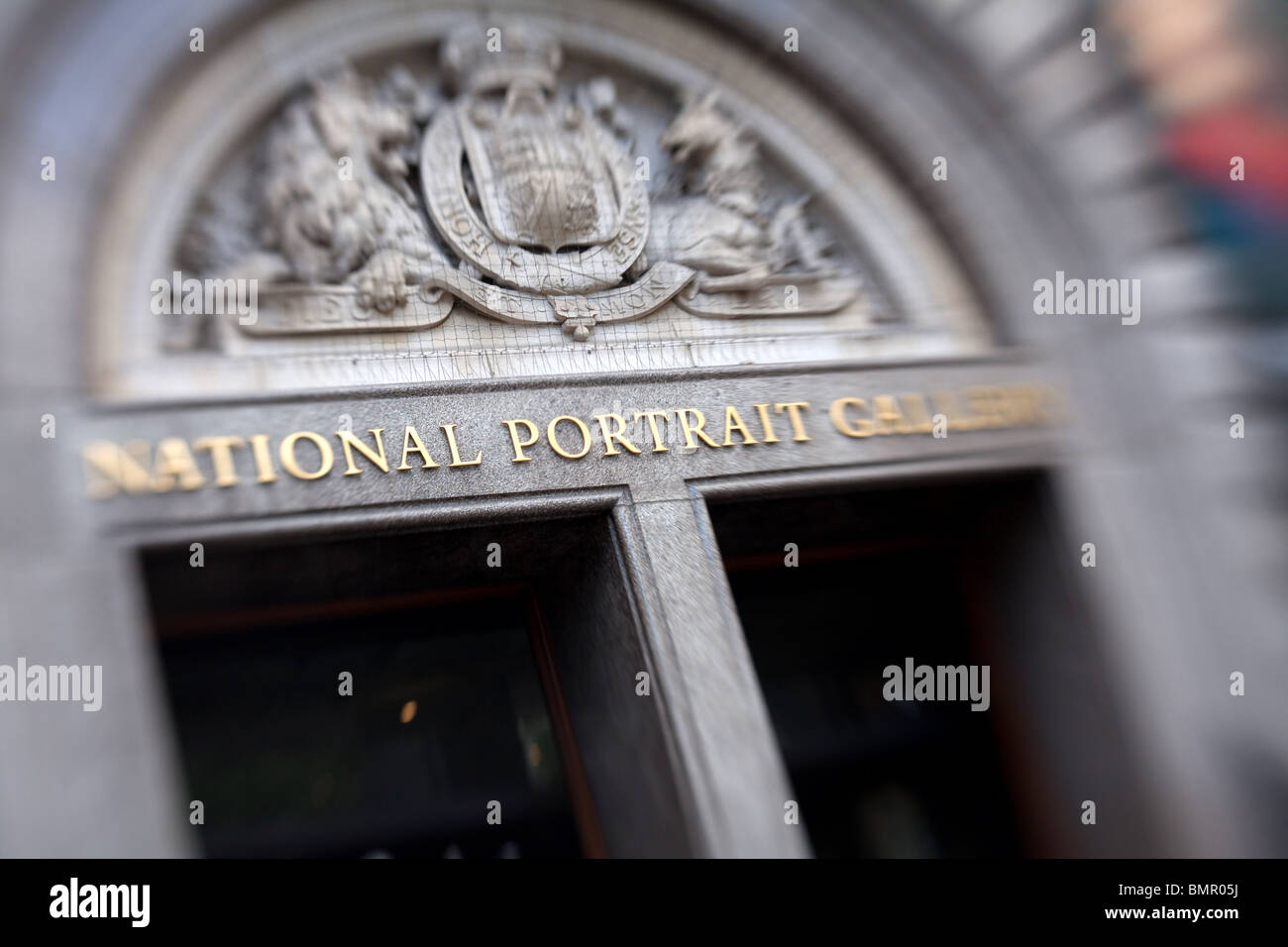 The sign above the main entrace to the National Portrait Gallery in London, England. Stock Photo