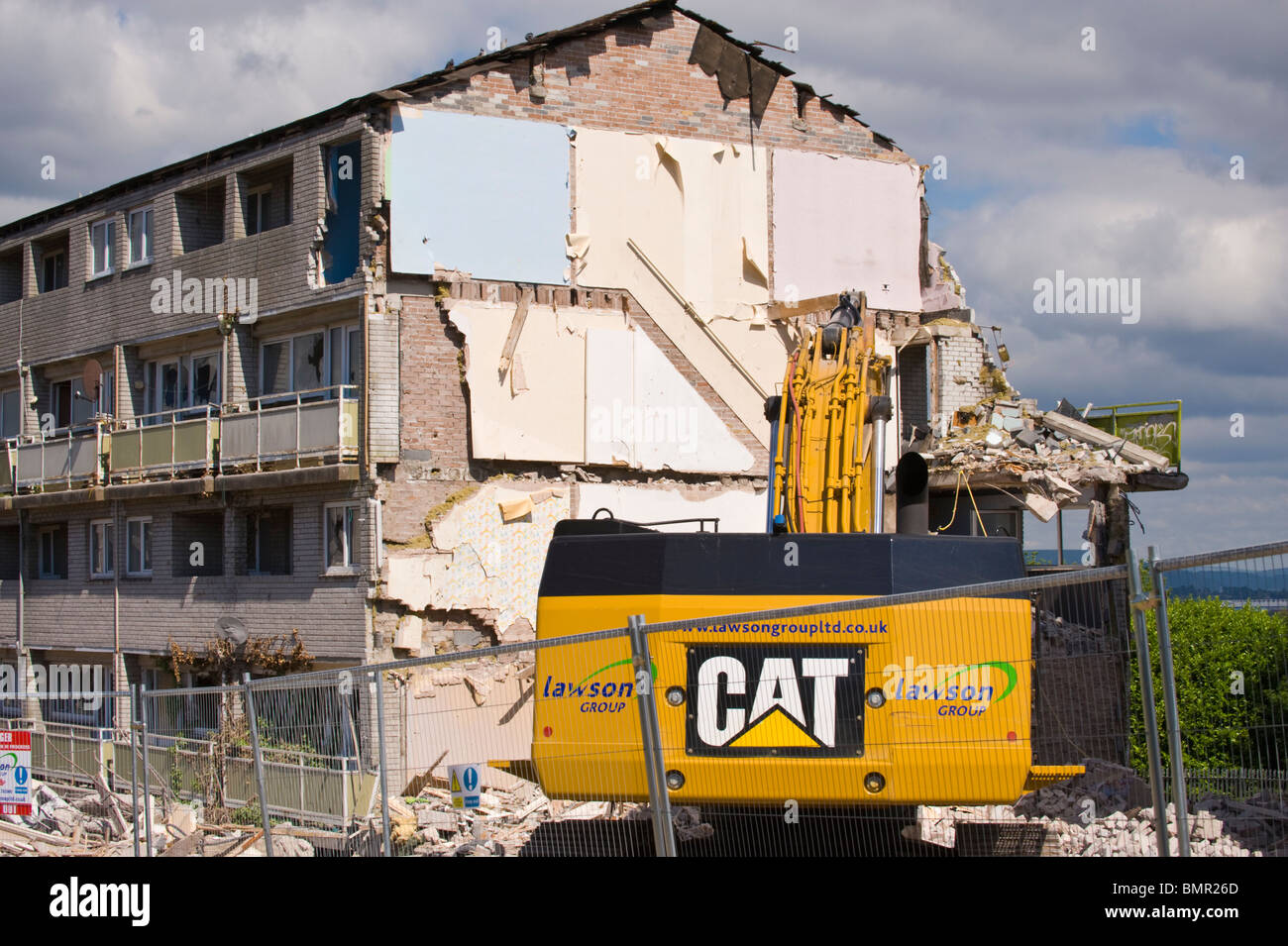 Demolition of the notorious Billy Banks council housing estate at Penarth Vale of Glamorgan South Wales UK Stock Photo