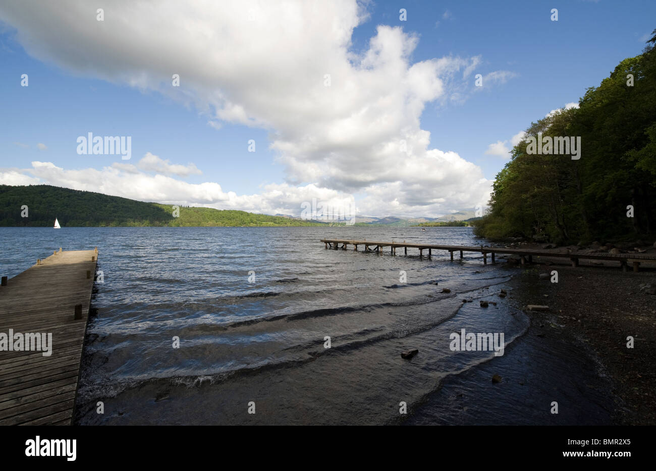 Jetty on Lake Windermere, Cumbria, The Lake District. Stock Photo