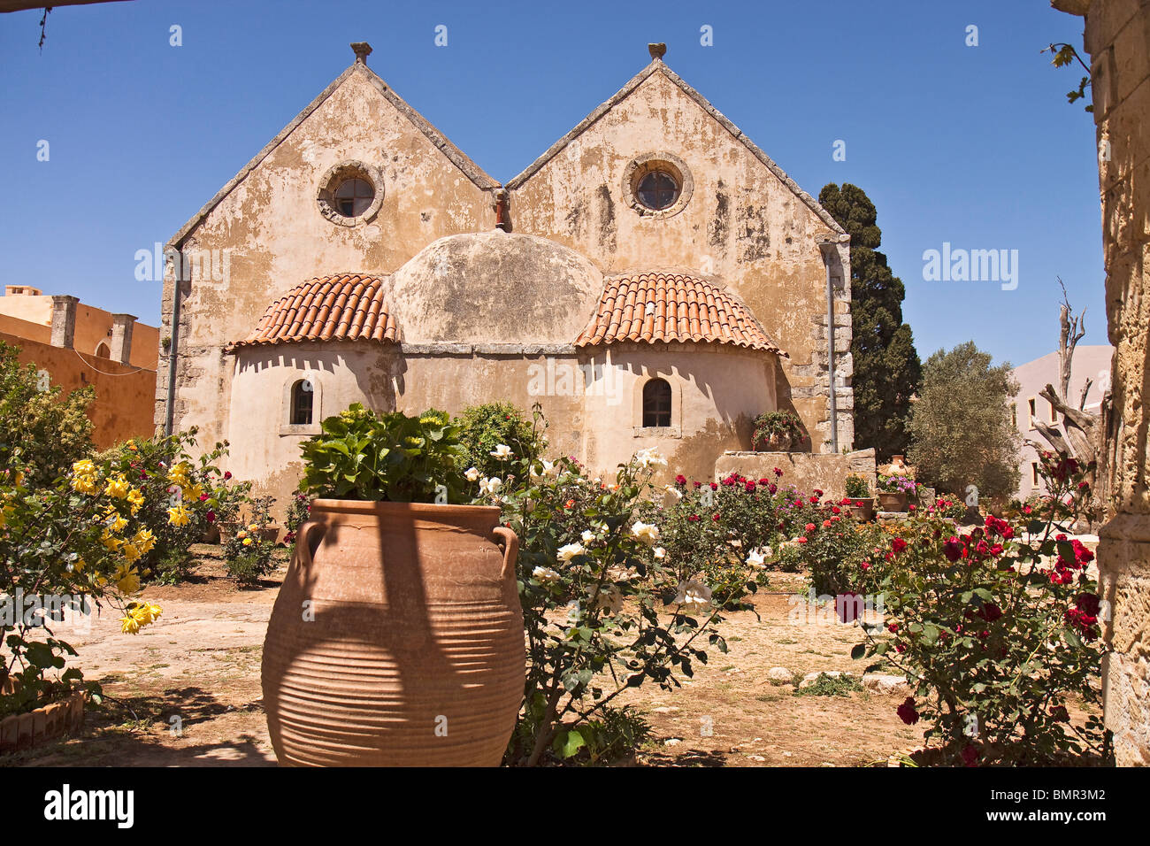 Crete Back Of Arkadi Monastery Stock Photo